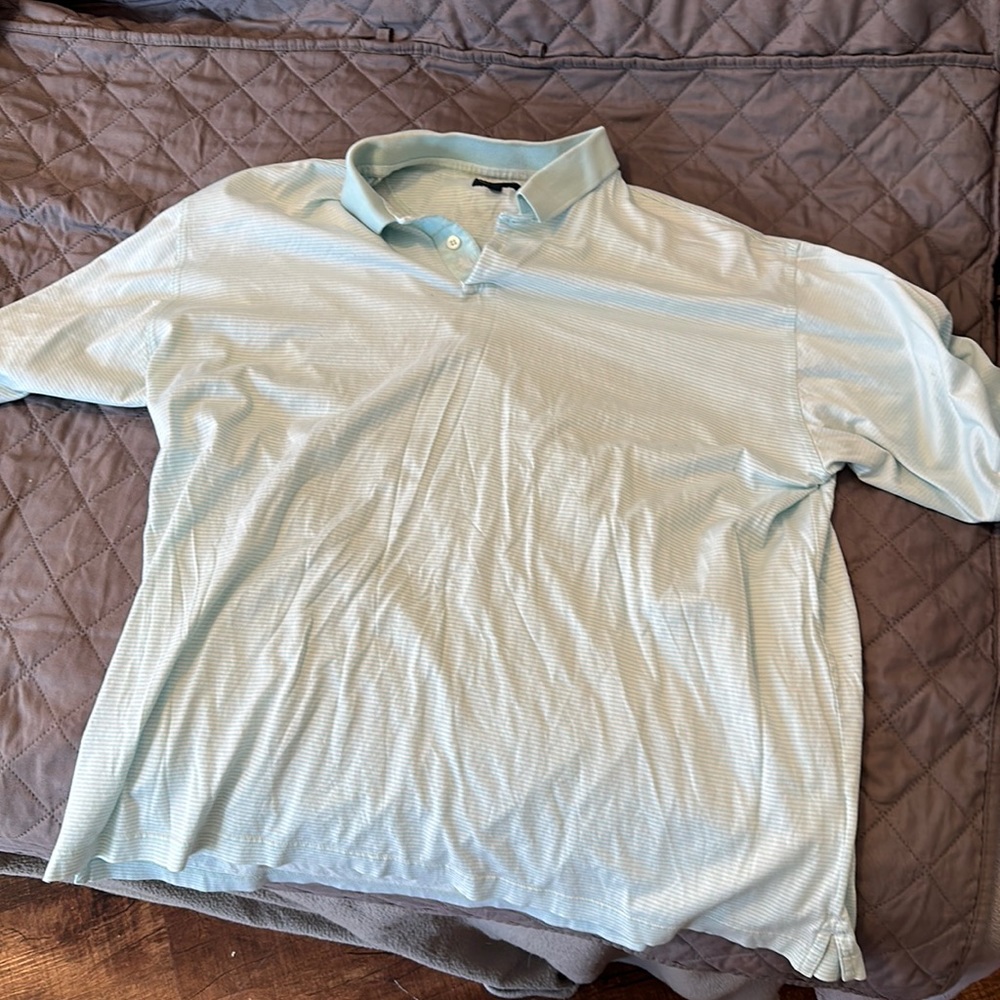 Light Blue/Baby Blue striped Burberry Polo